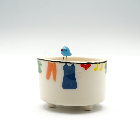 Tazzina "Birds" in ceramica con uccellino – Panni stesi