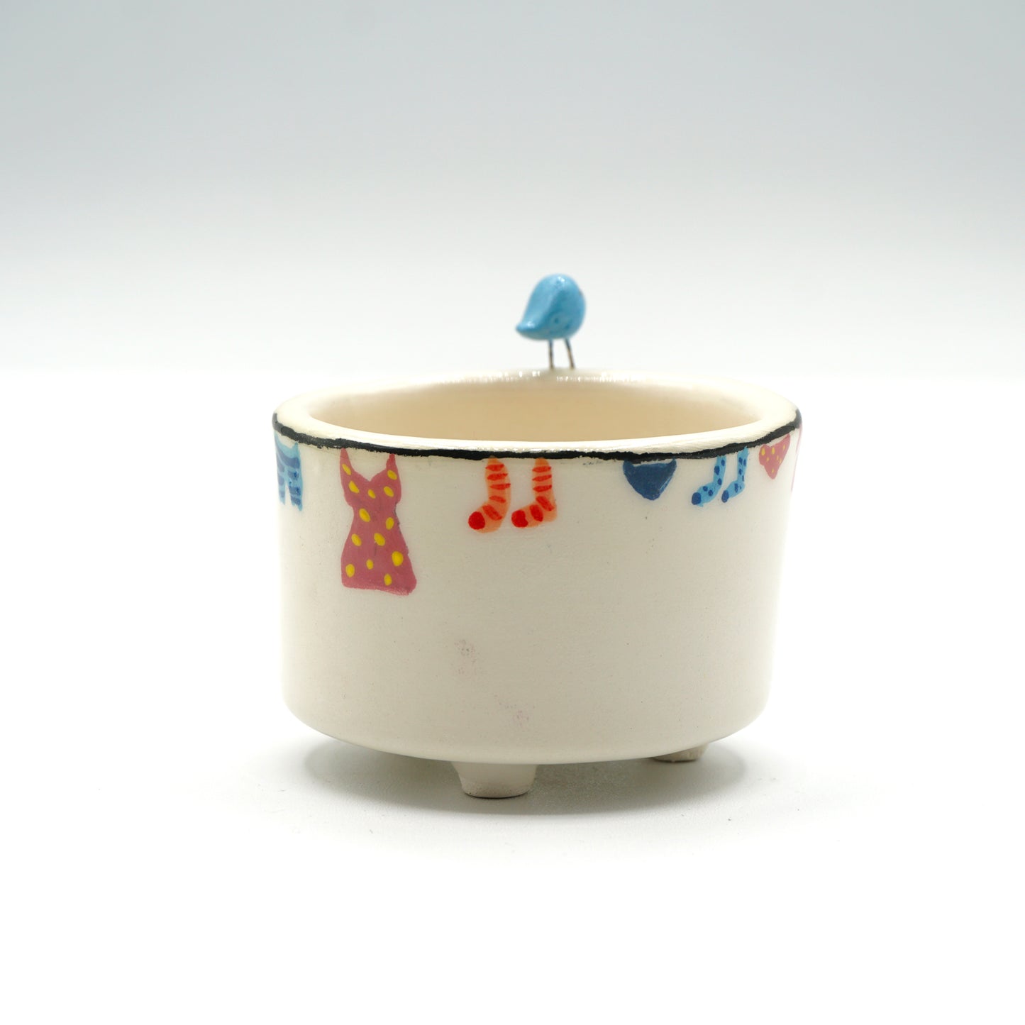 Tazzina "Birds" in ceramica con uccellino – Panni stesi