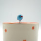 Tazzina “Birds” in ceramica con uccellino - decoro Fiorellini