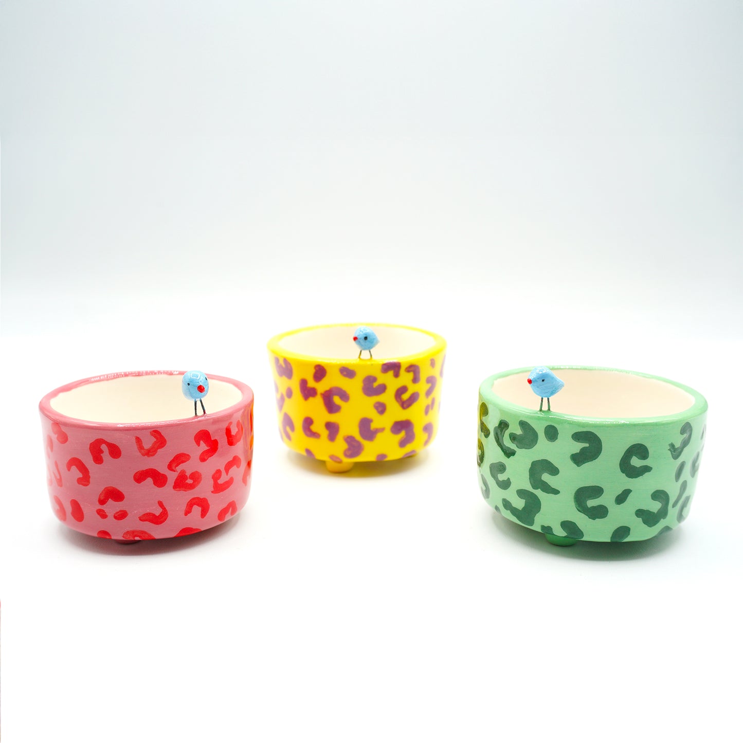 Tazzina “Birds” in ceramica con uccellino - decoro Camouflage