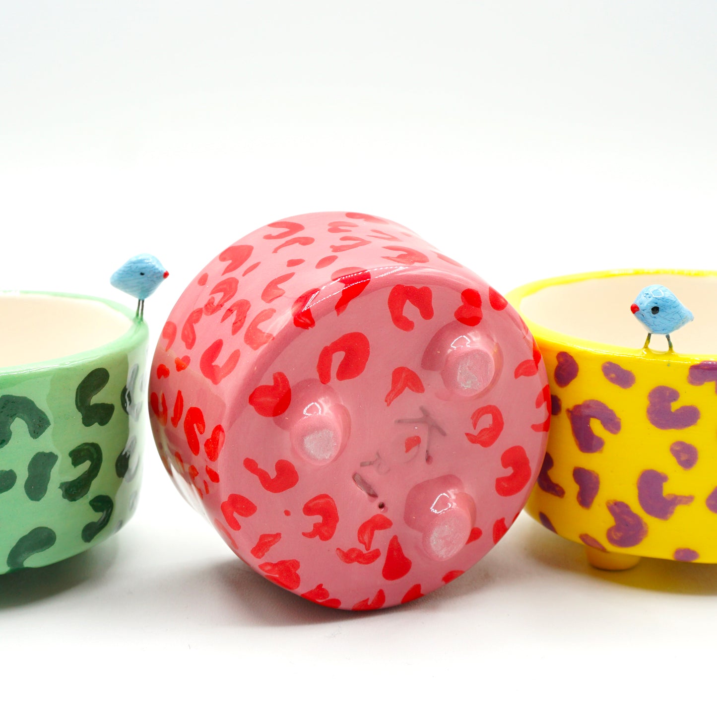 Tazzina “Birds” in ceramica con uccellino - decoro Camouflage